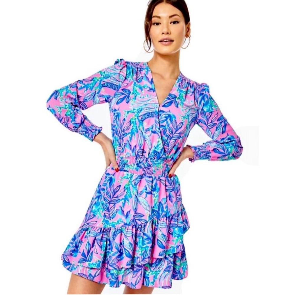 Lilly Pulitzer Pink and Blue Long Sleeve Dress